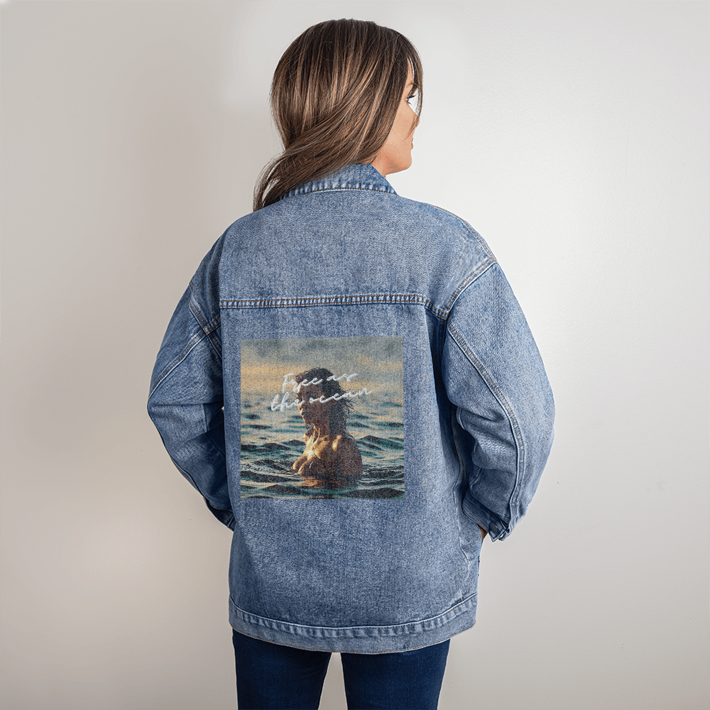 women's denim jacket oversize /free as the ocean